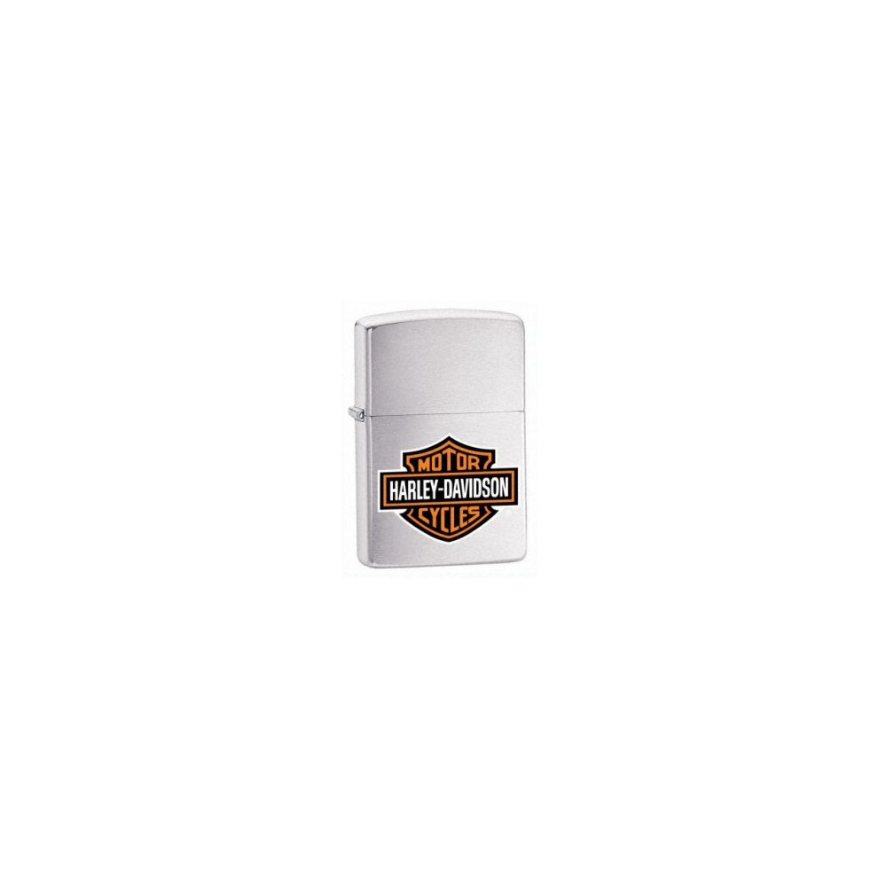 Brushed Chrome Harley Davidson Logo Zippo Lighter - Colour Harley Original Matt -  lighter colour logo harleydavidson brushed chrome original matt