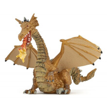 Estatueta Dragão Ouro com Chama