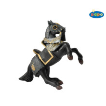 Speelgoed - PAPO - Paard van de ridder in zwarte wapenrusting - 13 cm X 10 cm - Multikleur