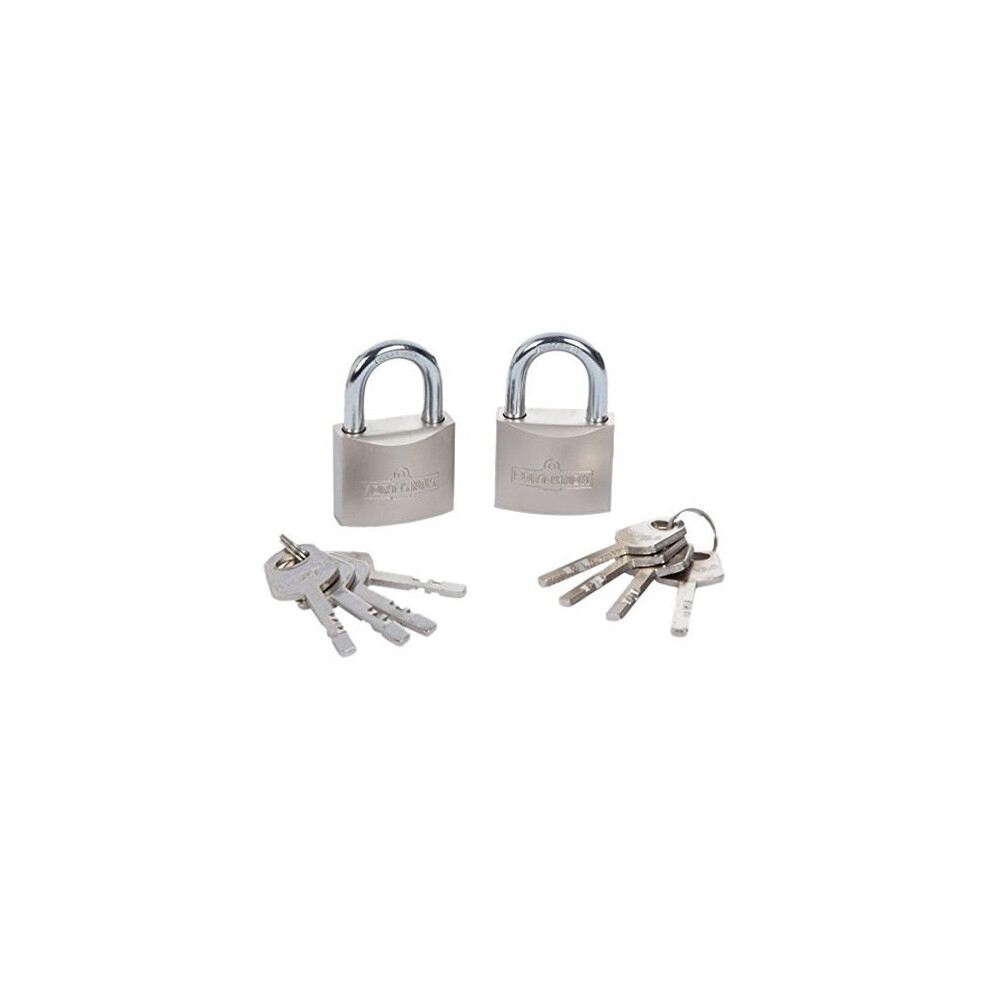 Fort Knox 2 Pce 40Mm Satin Finish Keyed Alike Padlocks - Set Steel Keys All Same - 2 Set Keyed Alike 40Mm Satin Steel Padlocks Keys All Same 5028734770032