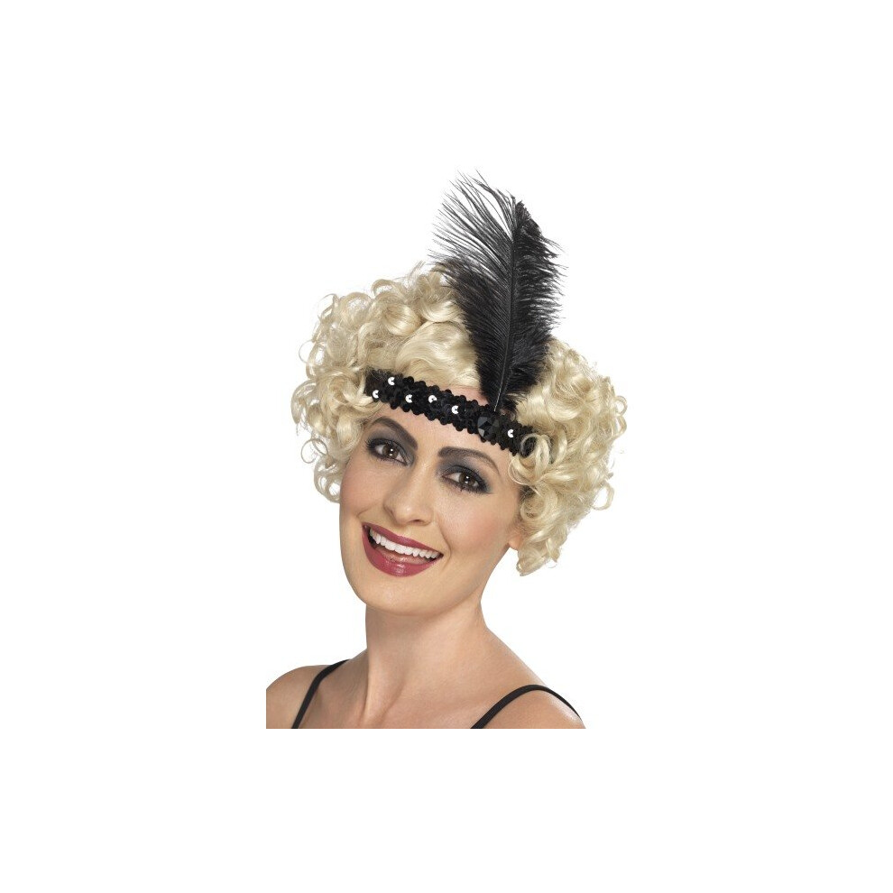 Smiffy's 44662 Flapper Headband (one Size) - Fancy Dress Black 1920s Ladies -  headband flapper fancy dress black 1920s ladies accessory smiffys