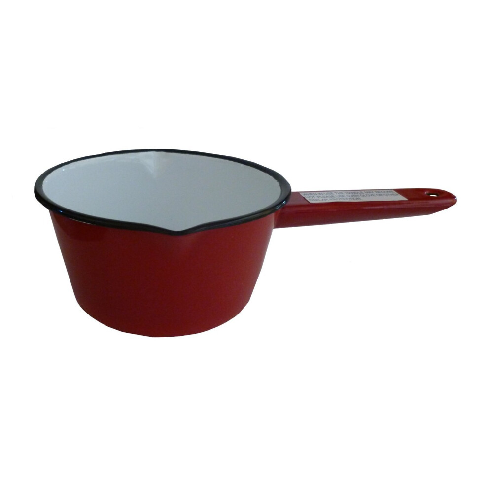 14cm Red Milk Sauce Pan - Falcon Enamel Black Rim 54214rd -  red milk pan 14cm falcon enamel black rim 54214rd