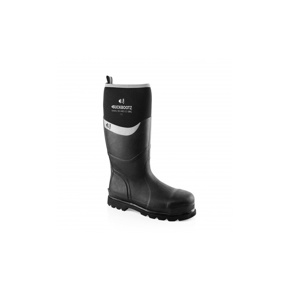 (Black, 8 (Adults)) Buckler Waterproof Safety Wellington Boots