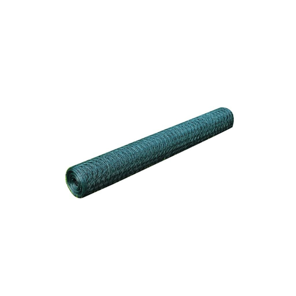vidaXL Mesh Fence Outdoor Wire Fencing Mesh Steel Hexagon 1x25 m Dark Green