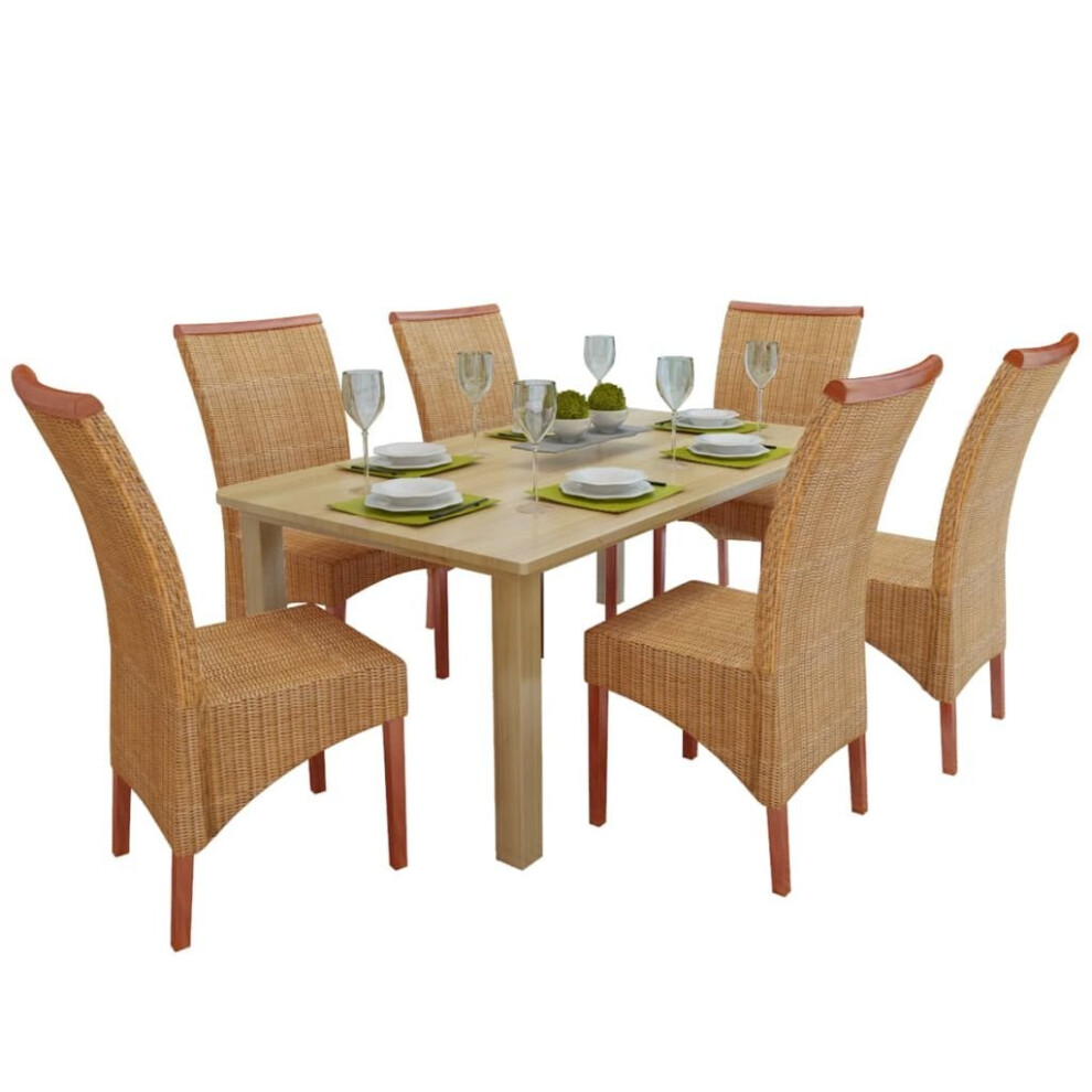vidaXL Dining Chairs 6 pcs Rattan Brown