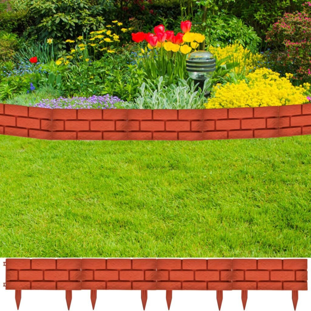 vidaXL 11x Garden Lawn Fencing Divider Brick Design Edging Farm Yard Border