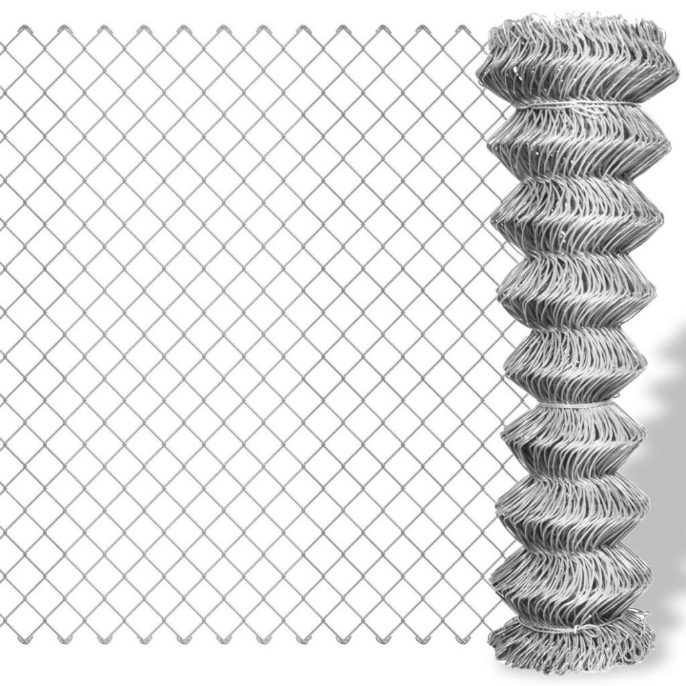 Galvanised Chain Link Fence 15 x 0.8 m