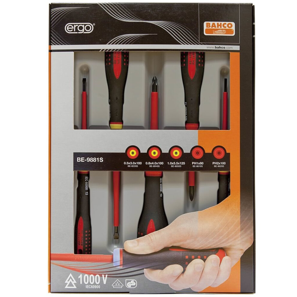 BAHCO Five Piece Ergonomically Designed Screwdrivers Set BE-9881S