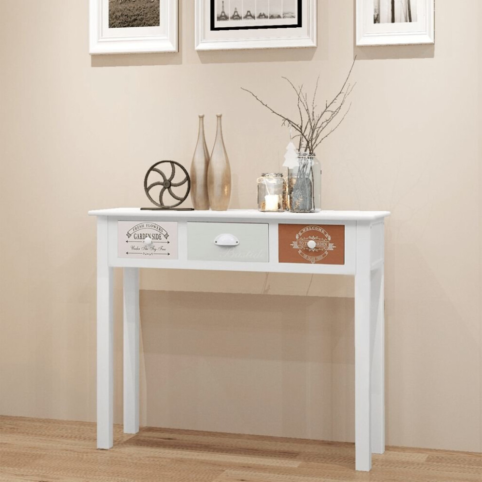 vidaXL French Console Table Wood with 3 Drawers Side Entryway Desk Display