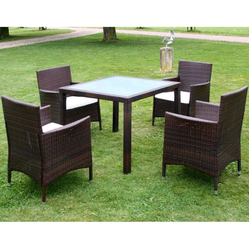 vidaXL Nine Piece Garden Furniture Set Poly Rattan Brown