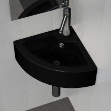 vidaXL Wash Basin with Overflow Black Ceramic Bathroom Hand Wash Bowl Sink