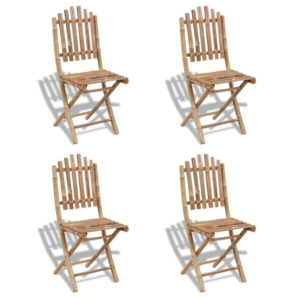 Vidaxl 4X Foldable Bamboo Chairs Outdoor Garden Patio Dining Furniture Seat