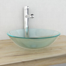 vidaXL Basin Tempered Glass 42cm Frosted Cloakroom Bathroom Above Counter Sink