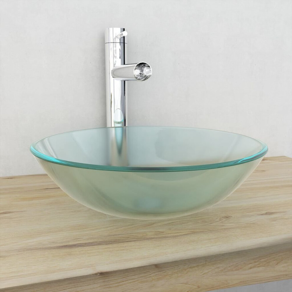 vidaXL Basin Tempered Glass Frosted Cream 35x12 cm - Above Counter - Durable - Easy Clean - Image 2
