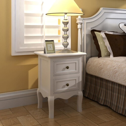 VidaXL vidaXL 2x Nightstands with 2 Drawers MDF White Bedroom Bedside Table Cabinet