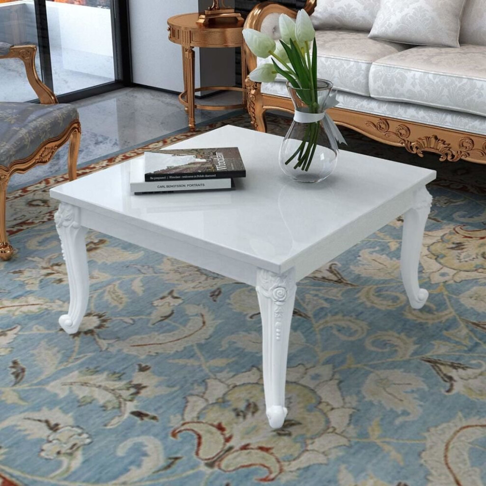 vidaXL Coffee Side End Couch Table High Gloss White Modern Design Living Room