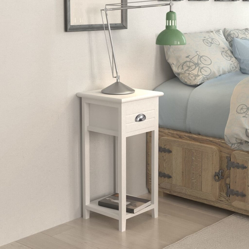 vidaXL Nightstand with 1 Drawer White Home Bedroom Bedside Cabinet Stand Unit