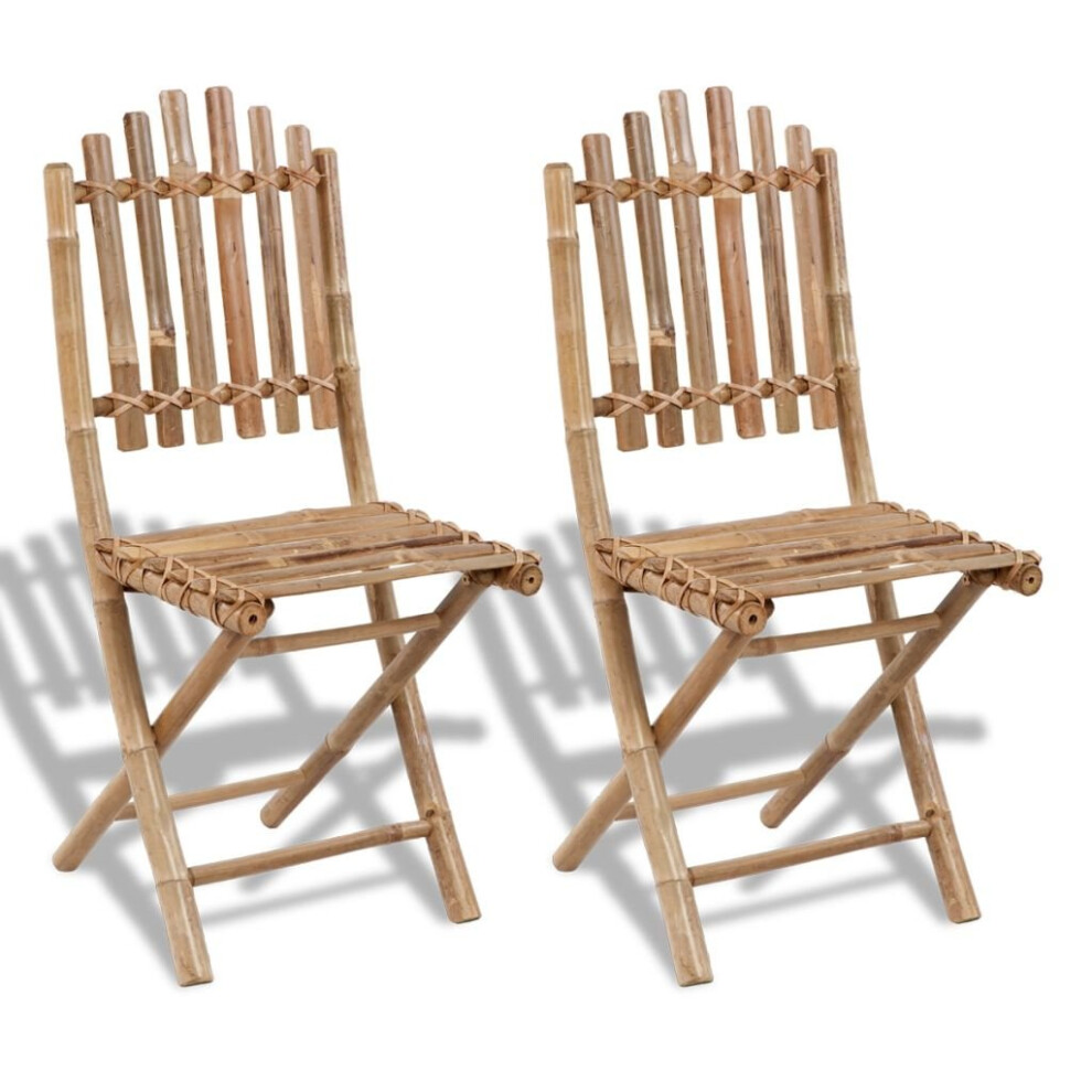 Vidaxl 2X Foldable Bamboo Chairs Outdoor Garden Patio Dining Furniture Seat