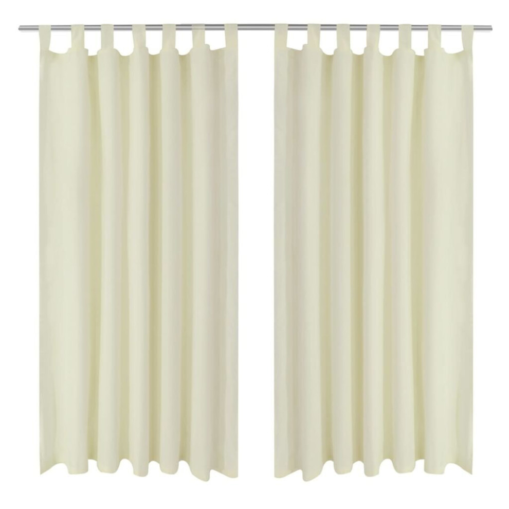 2 pcs Cream Micro-Satin Curtains with Loops 140 x 175 cm