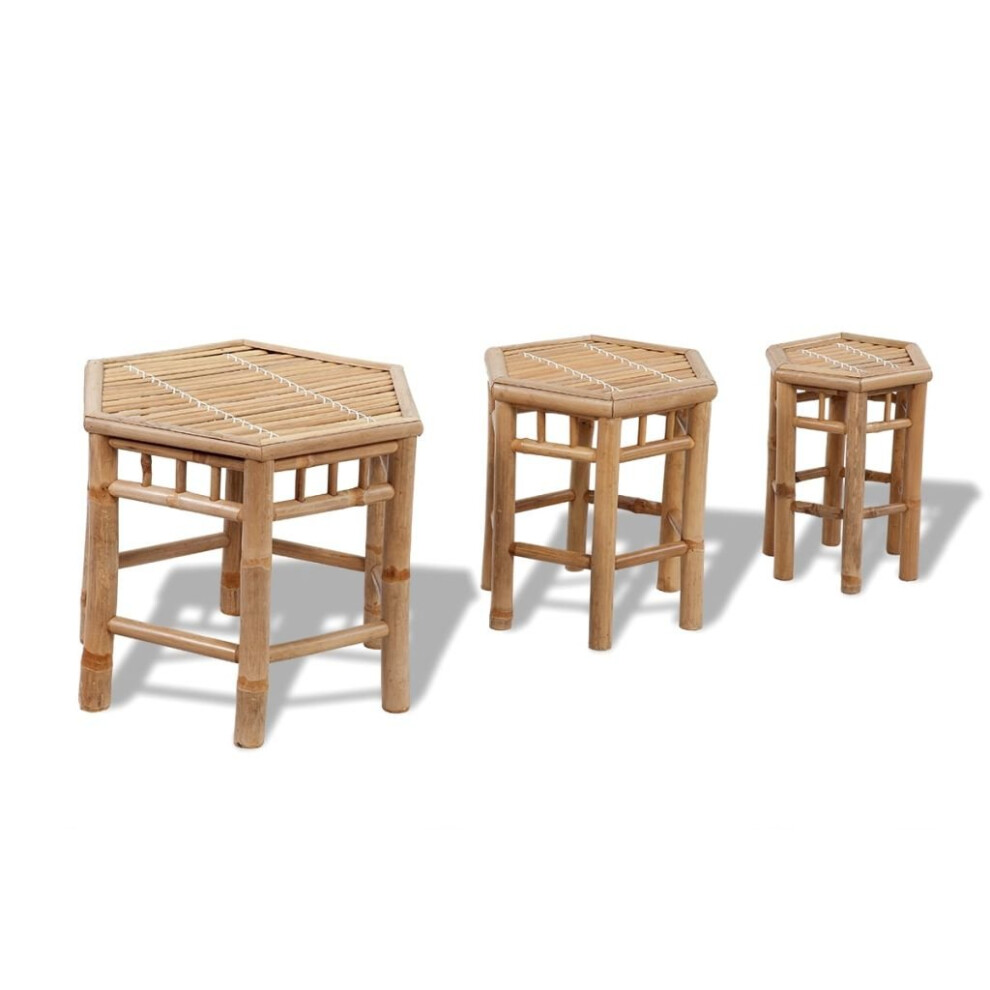 vidaXL 3x Garden Stools Bamboo Patio Beach Pool Bistro Outdoor Seat Furniture