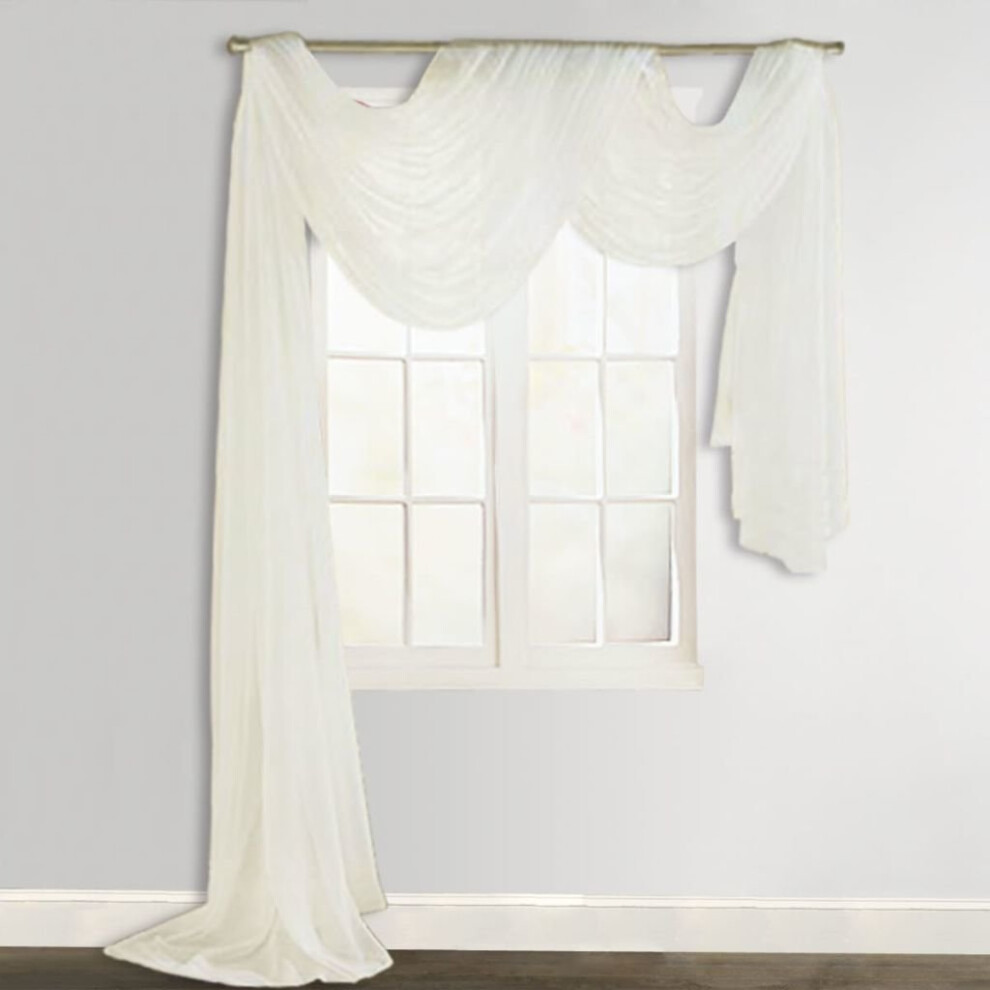 vidaXL Sheer Voile Drape 140x600cm Cream Window Dressing Curtain Backdrop