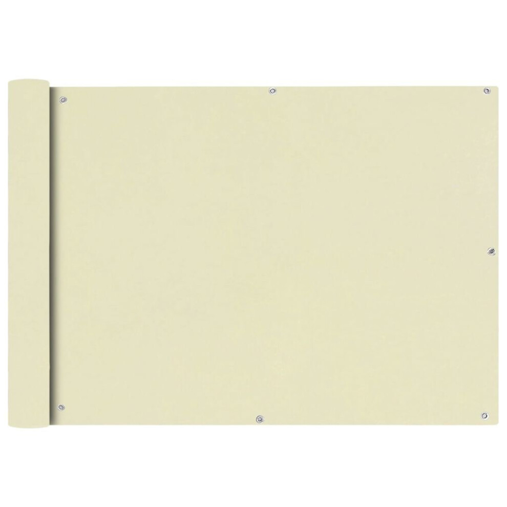 Vidaxl Balcony Screen Oxford Fabric 75X600cm Cream Garden Patio Panel Sunshade