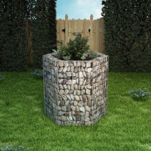 vidaXL Hexagonal Gabion Raised Bed 100x90x100 cm - Galvanised Steel Outdoor Garden Border, Durable Rustproof, Fill with Rocks or Gravel
