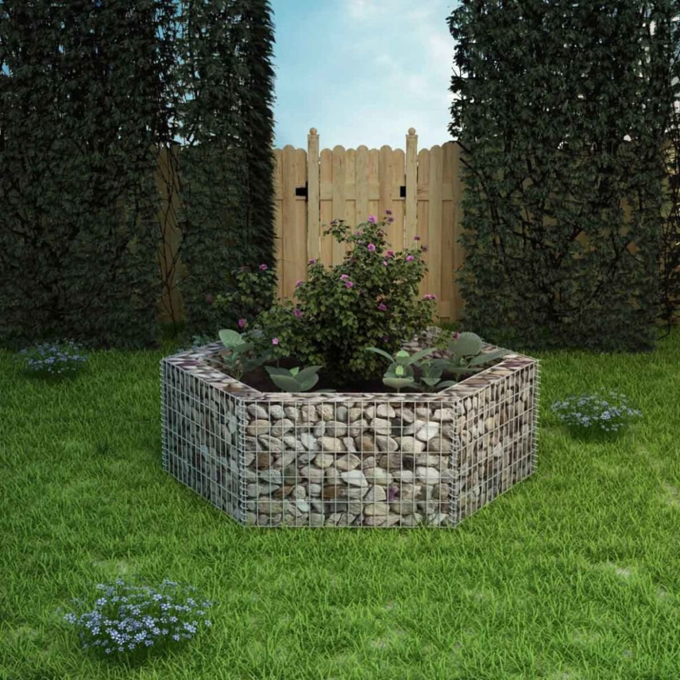 vidaXL Hexagonal Gabion Raised Bed 160x140x50cm Outdoor Garden Plant Basket