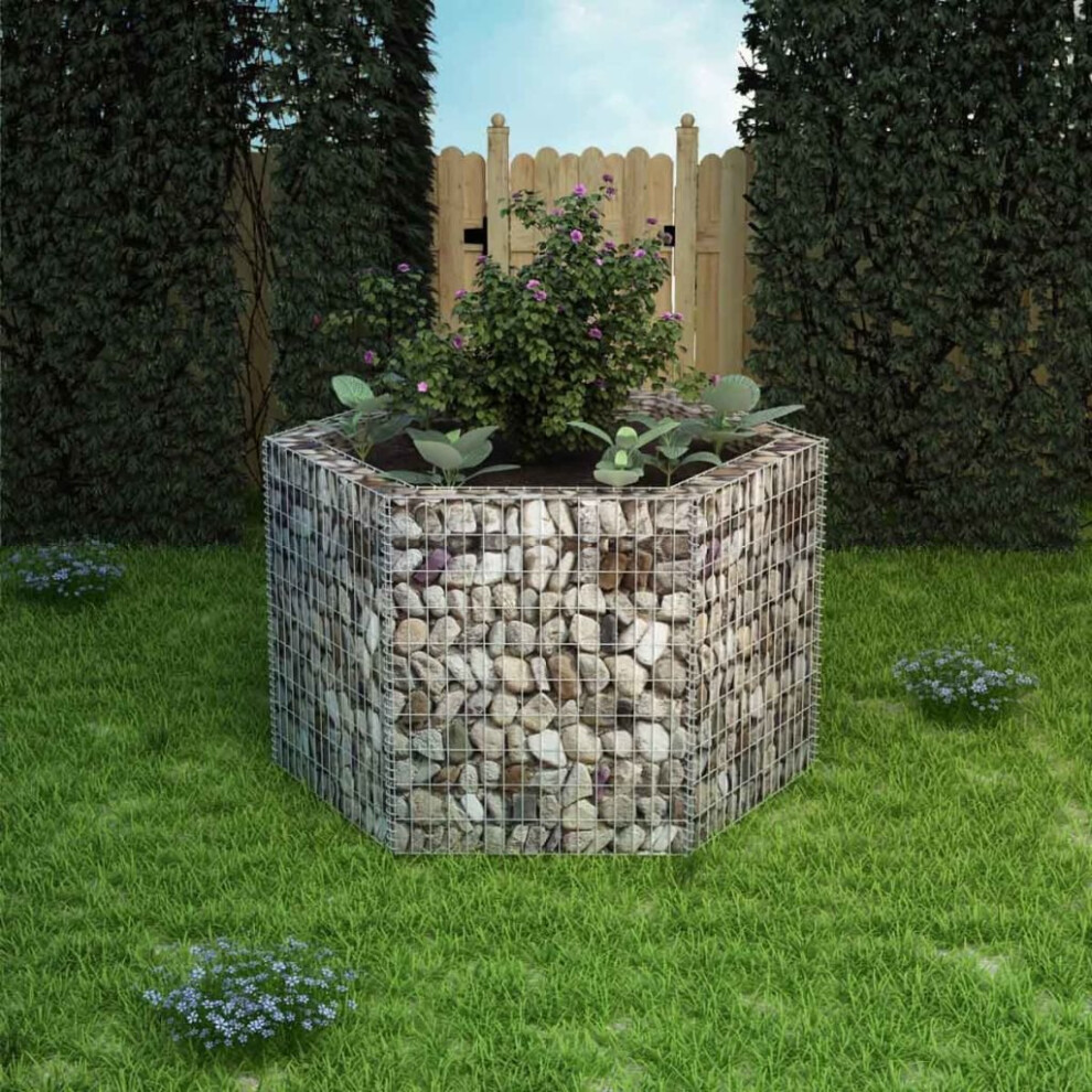 vidaXL Hexagonal Gabion Raised Bed Outdoor Garden Plant Basket Pot Raised Bed