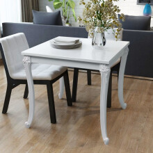 vidaXL High Gloss White Dining Table 80x80 cm, MDF Top, Square, 76 cm H - Modern Kitchen/Cafe Stand