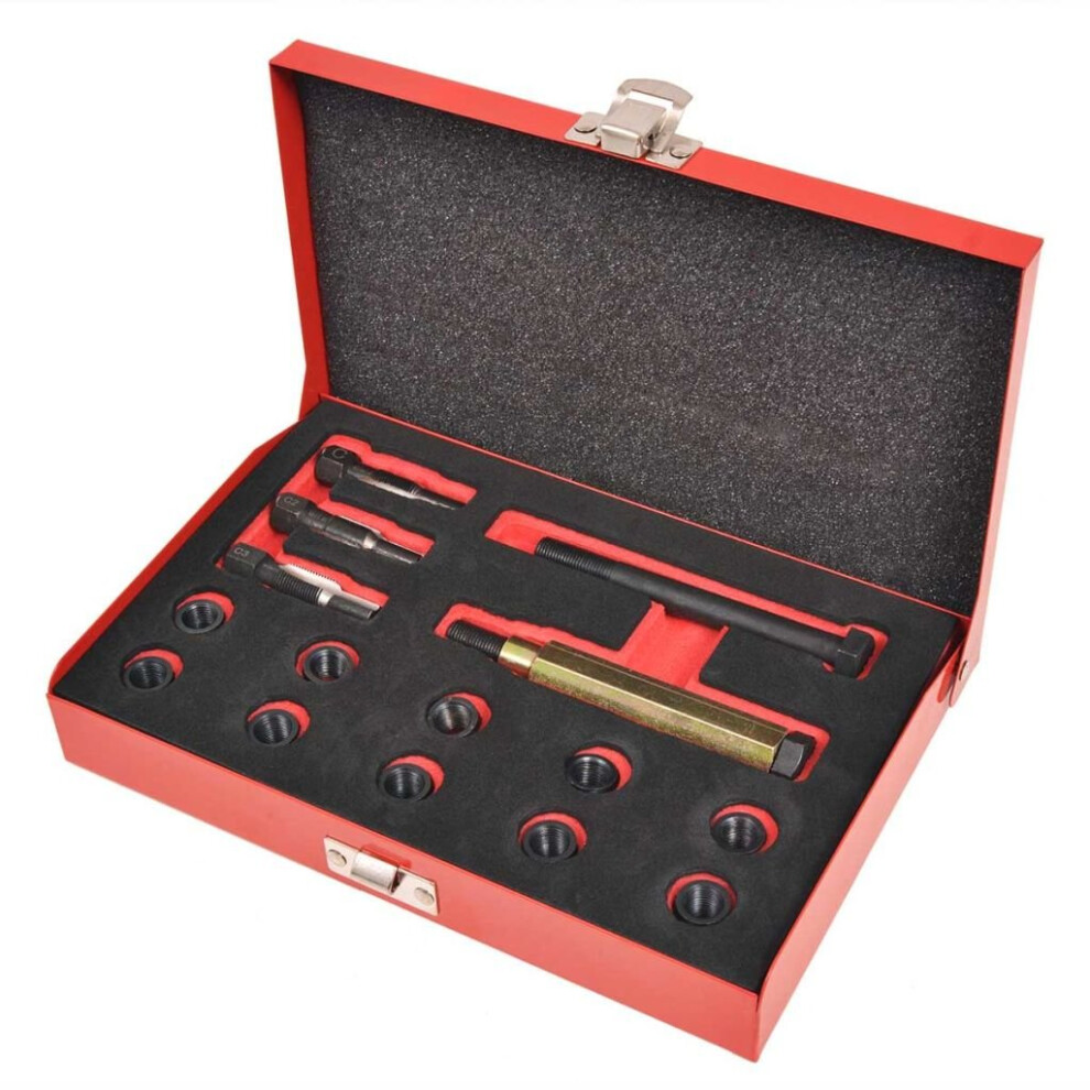 vidaXL 15 Piece Glow Plug Thread Repair Restorer Kit Hand Tools M10 x 1.0 mm