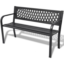 vidaXL Black Steel 2-Person Garden Bench