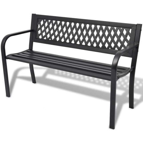 VidaXL vidaXL Gartenbank 118 cm Stahl Schwarz