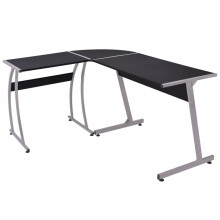 vidaXL Black L-Shaped Corner Desk | Home Workstation