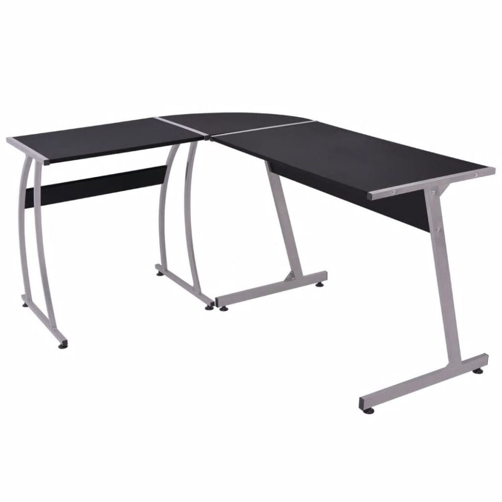 vidaXL Black L-Shaped Corner Desk | Home Workstation