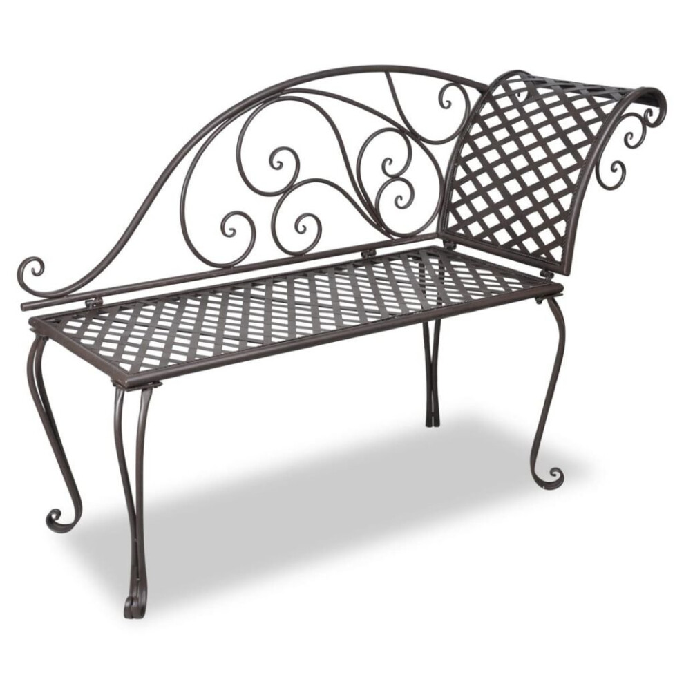 vidaXL Garden Chaise Lounge 128cm Steel Antique Brown Outdoor Bench Seat Chair