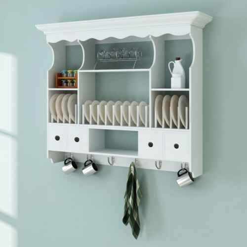 VidaXL vidaXL Wooden Kitchen Wall Cabinet White Cupboard Storage Shelf Display Unit