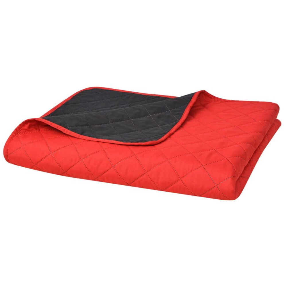 Vidaxl Double-Sided Quilted Bedspread Red And Black 220X240 Cm Machine Washable Black,Red