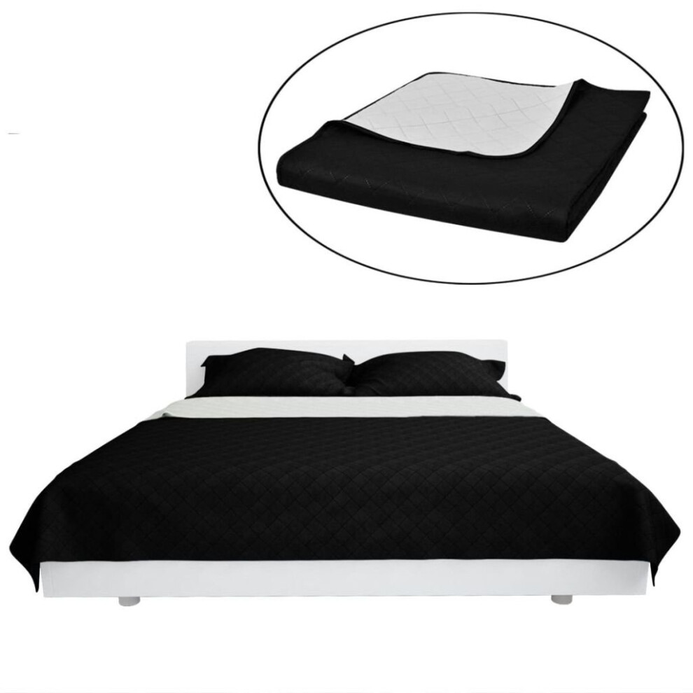 vidaXL Double-sided Quilted Bedspread Black/White 230x260cm Bedding Duvet