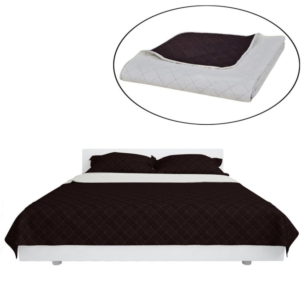 vidaXL Double-sided Quilted Bedspread Beige and Brown 230x260cm Bed Linen