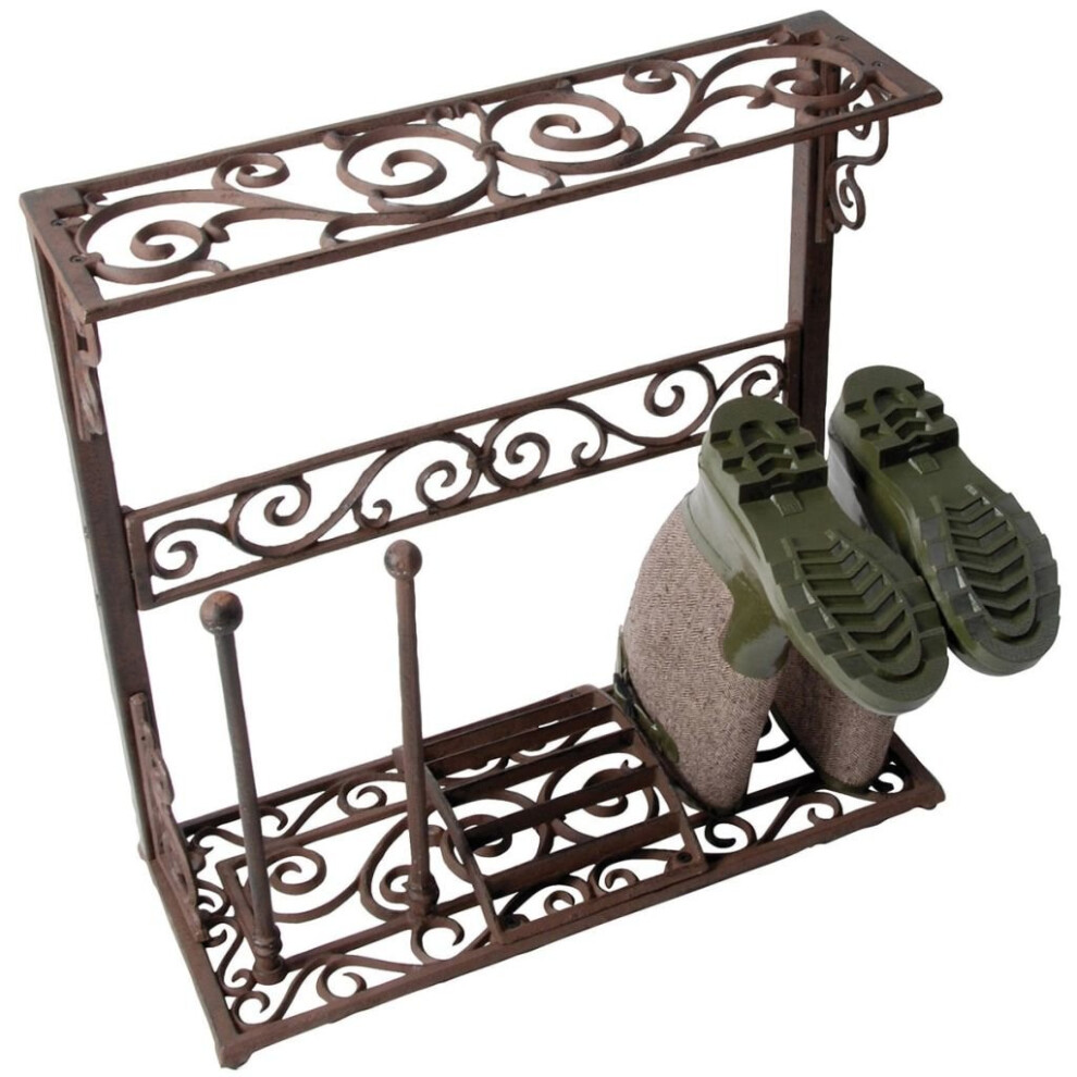 Esschert Design Boot Shoe Rack Storage Stand Organiser Size S Cast Iron LH58