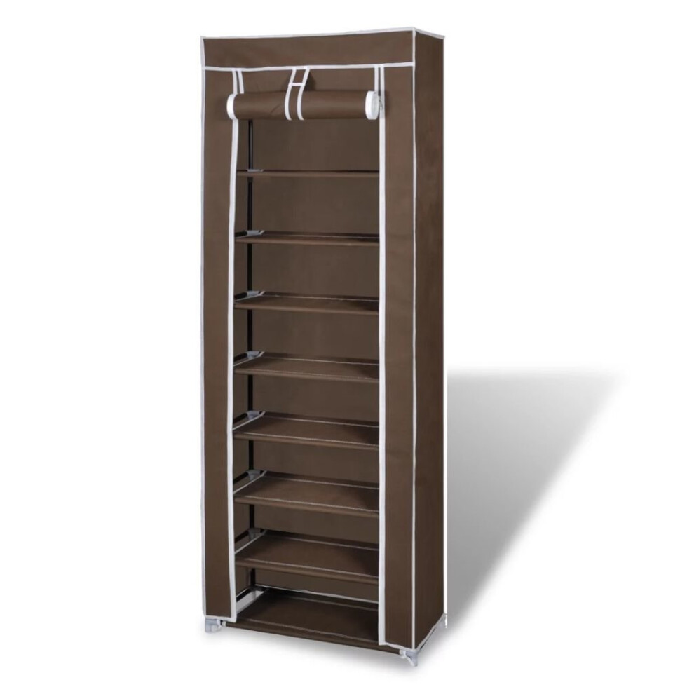 Shoe Storage Rack Wardrobe Organiser Cabinet Portable 8 Tier Shelf Holder Brown