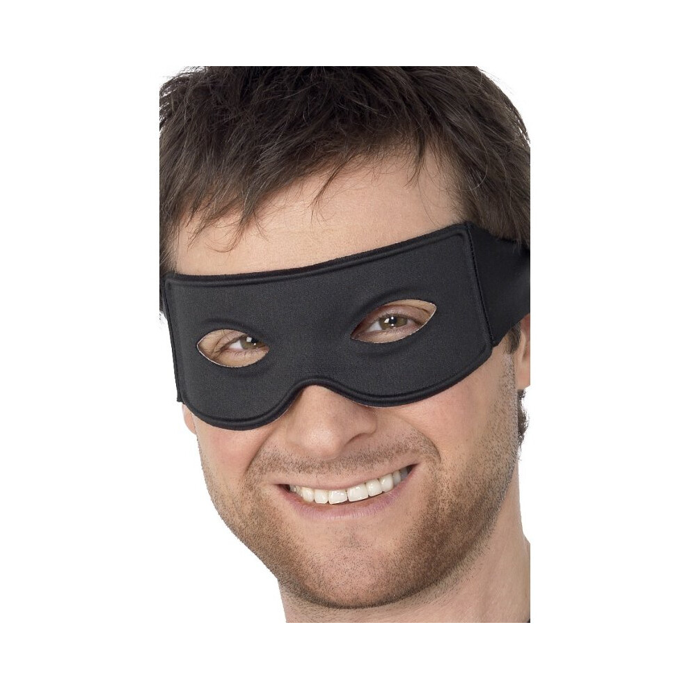 Smiffy's Tie Mask Eyemask Bandit Robber Superhero Lone Ranger Zorro Black