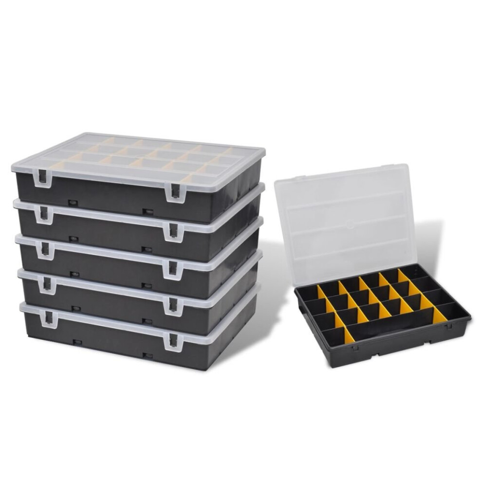 vidaXL 6x Tool Storage Box Plastic Garage Workshop Sort Case Cabinet Organiser
