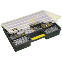 Stanley Tool Organiser 199, 46x8 cm, Plastic, 26 Customisable Compartments, Lockable Clear Lid - 1-92-762