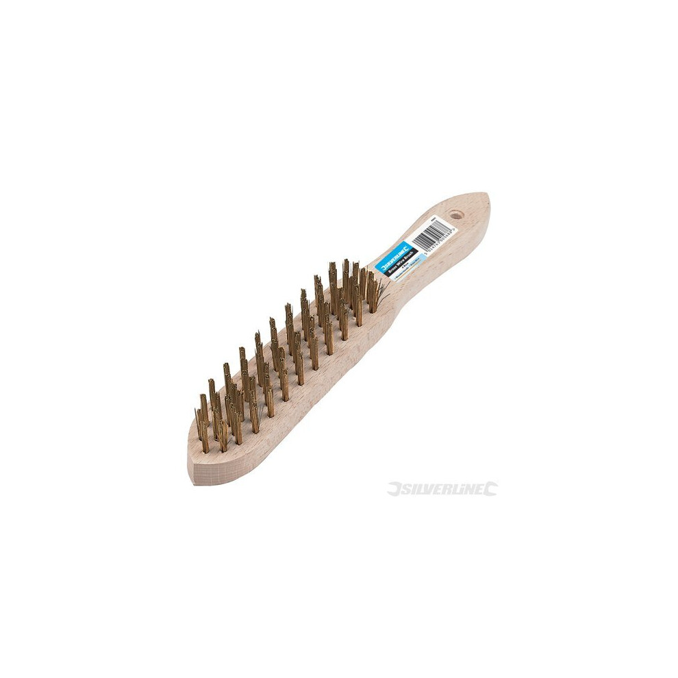 Silverline 290mm Wood Handle 4 Row Brassed Wire Brush