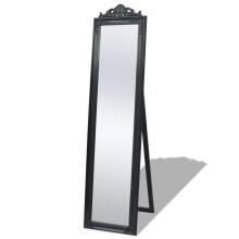 vidaXL Free-Standing Mirror Baroque Style 160x40 cm Black Makeup Looking Glass