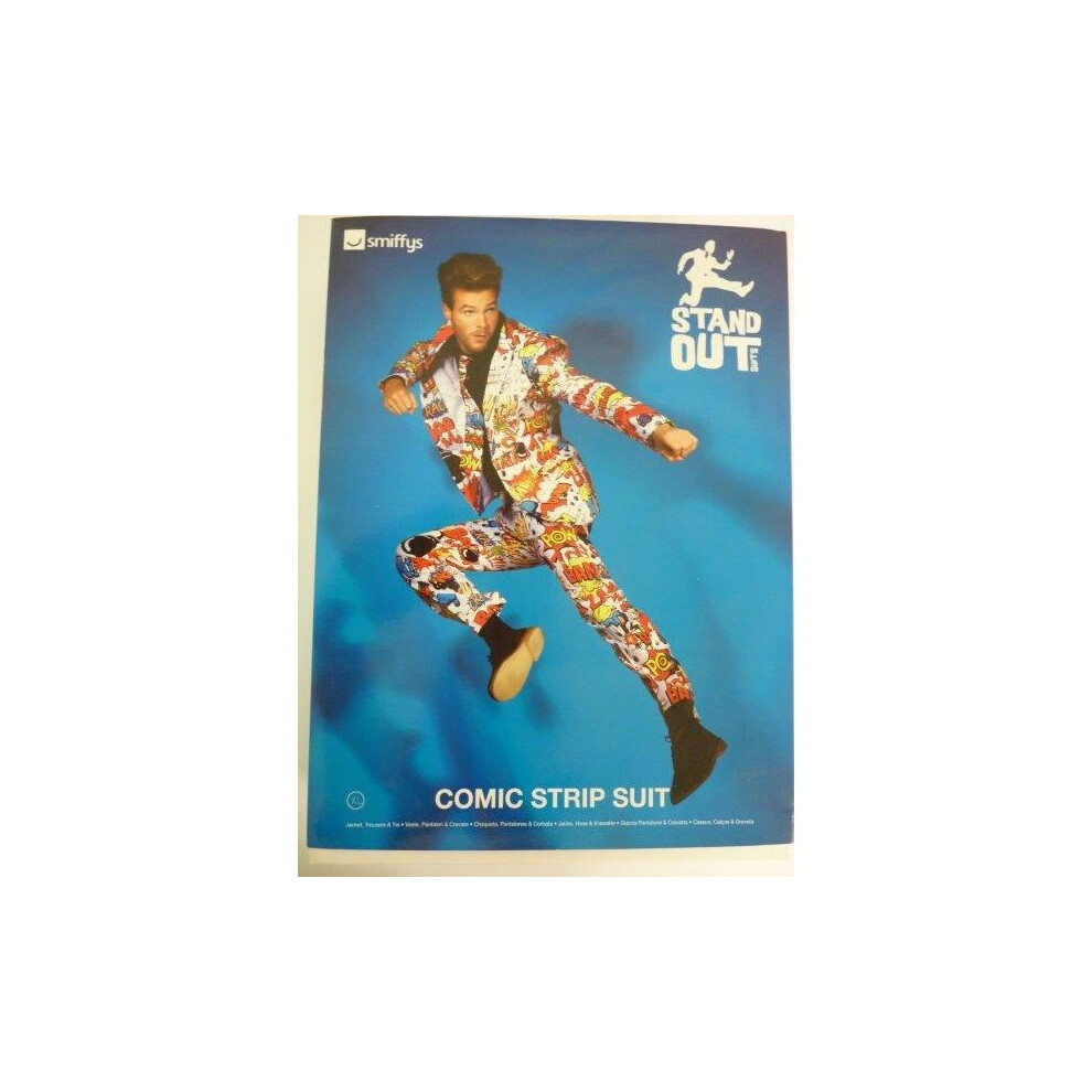 Extra Large Men's Comic Strip Suit - Dress Mens Fancy Stand Out Costume Stag -  dress comic mens fancy stand out suit costume strip stag party do