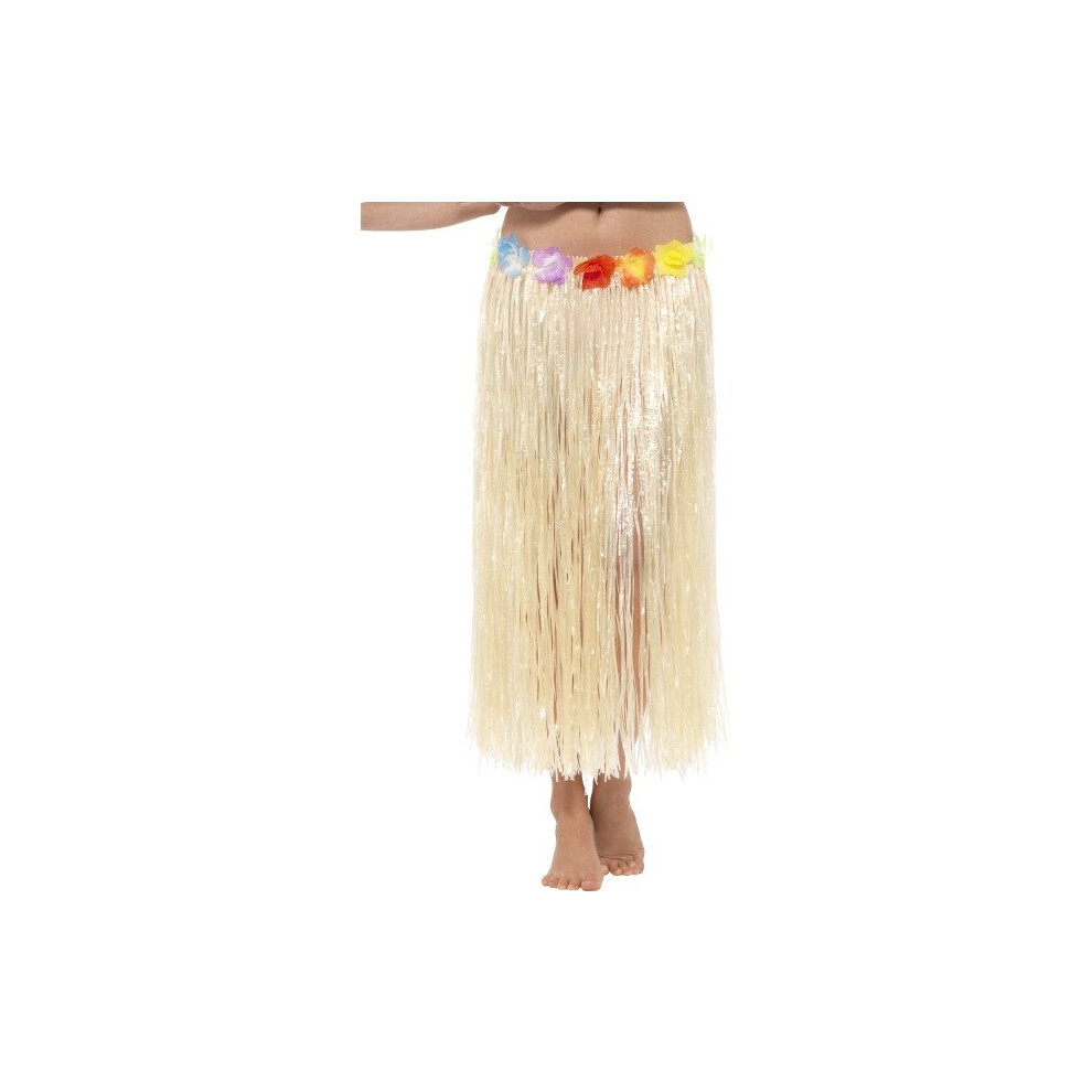 Smiffy's Women's Natural Hawaiian Hula Skirt - Fancy Dress Flowers Grass Ladies -  skirt hawaiian fancy dress flowers grass ladies