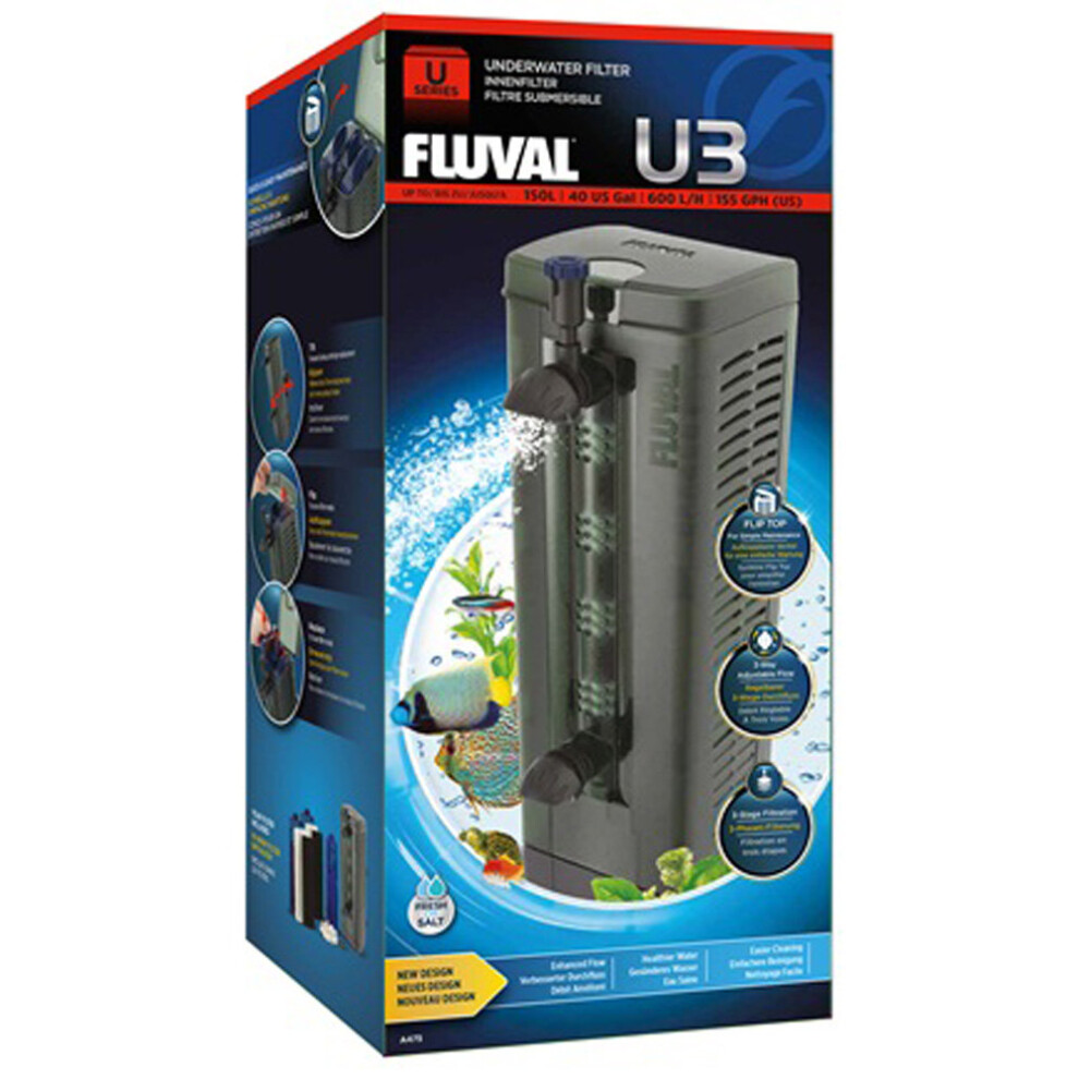 Fluval U3 Aquarium Internal Filter 600L/h For Tanks Up To 150L